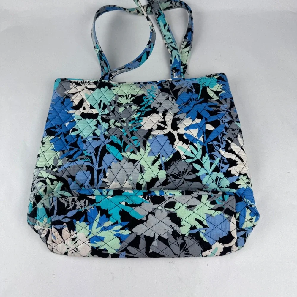 Vera Bradley Quilted Tote Shoulder Camo Floral Pattern Blue